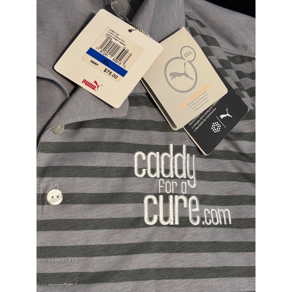 New Puma Volition Patriot Polo Mens XL Grey Caddy For A Cure Golf 576613-02